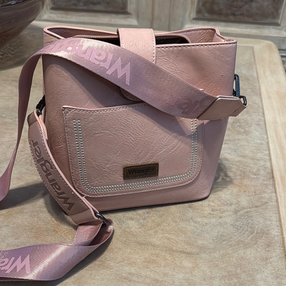 Wrangler Pink Crossbody Bag with Flap-Over Closure